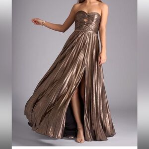 Azazie Metallic strapless Bronze Eileen Gown